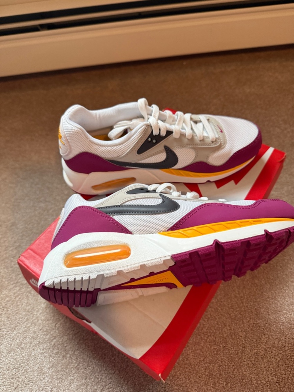 Nike White, Burgundy & Gold Air Max Correlate Sneakers
